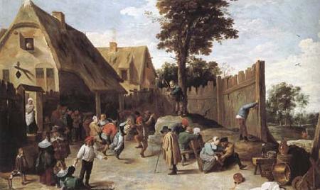 TENIERS, David the Younger Peasants dancing outside an Inn (mk25) China oil painting art